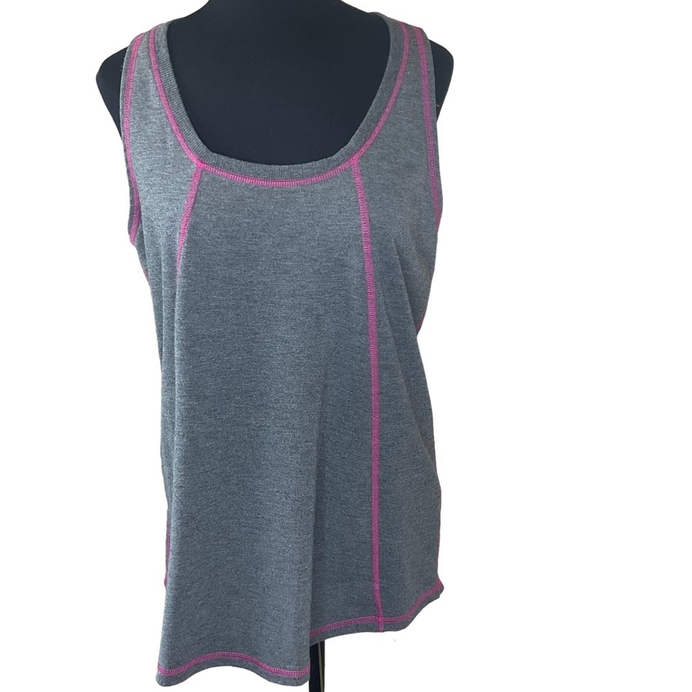 90 Degree Ladies Racerback Activewear Tank Top Gray Pink Size L